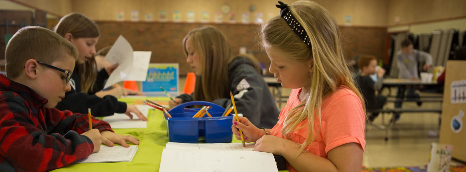 Kids working on homework