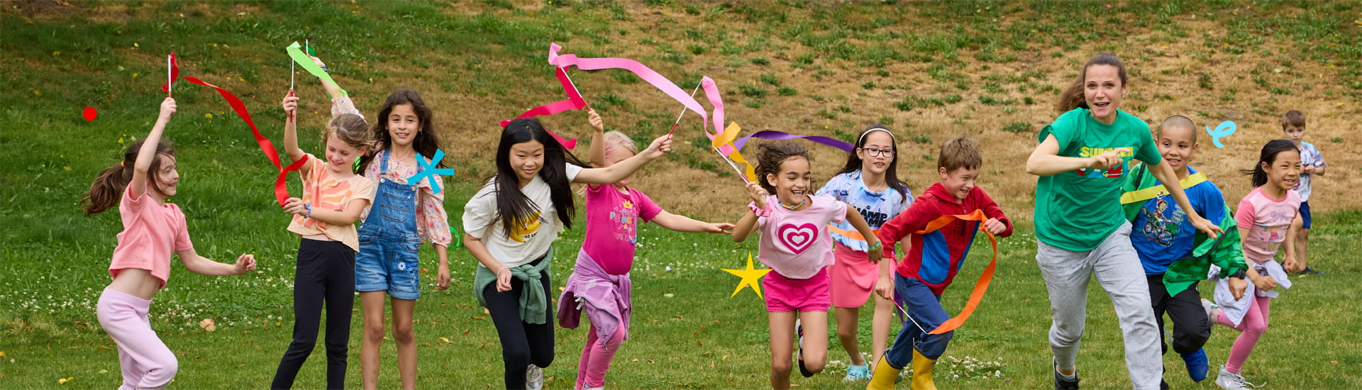 kids running in a field