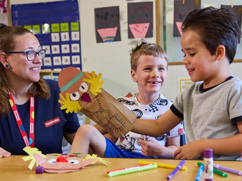 teacher playing with kids