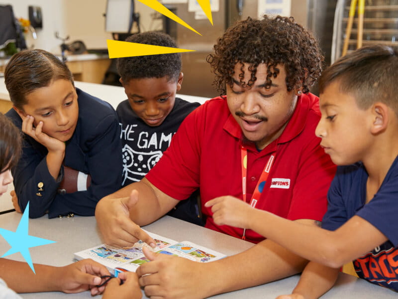 teacher with students