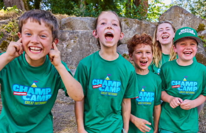 kids laughing outside at camp